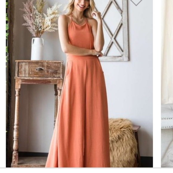 jade by jane Pants - Jade By Jane Open Back Wideleg Jumpsuit -Elegant Coral Color Size Small